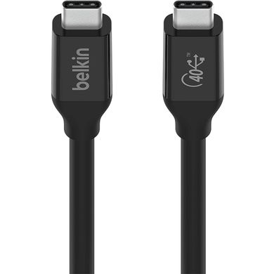 Кабель заряджання/синхронізації Belkin USB-C > USB-C, 0.8м, 100Вт, Thunderbolt 3, 40Гбс, чорний INZ001BT0.8MBK фото