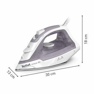 Tefal Праска Tefal Virtuo 30, 2000Вт, 240мл, паровий удар -120гр, постійна пара - 27гр, керам. підошва, сіро-фіолетовий FV2C43E0 фото