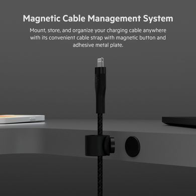 Belkin Кабель USB-A - Lightning витой, силиконовый, с ремешком на магните, 1м, черный CAA010BT1MBK фото