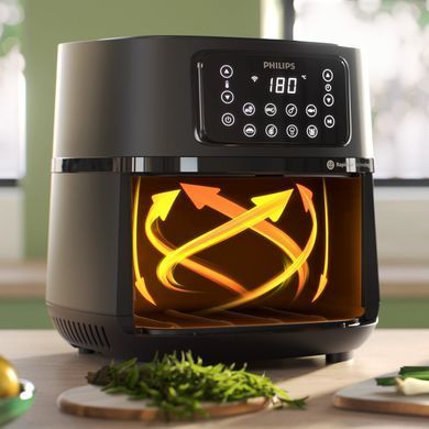 Philips Мультипечь Ovi Connected XXL 2000Вт, чаша-7.2л, сенсорное управл., 8 авто. программ, пластик, чорний HD9285/90 фото