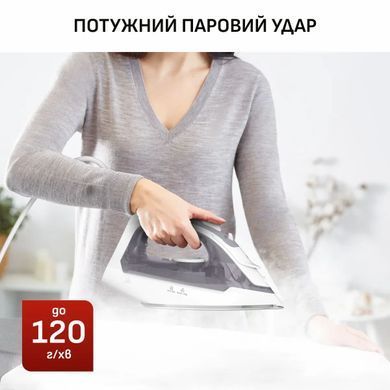 Tefal Праска Tefal Virtuo 30, 2000Вт, 240мл, паровий удар -120гр, постійна пара - 27гр, керам. підошва, сіро-фіолетовий FV2C43E0 фото