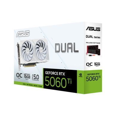 ASUS Відеокарта GeForce RTX 5060 TI 16GB GDDR7 OC DUAL-RTX5060TI-O16G-WHITE білий 90YV0MH6-M0NA00 фото