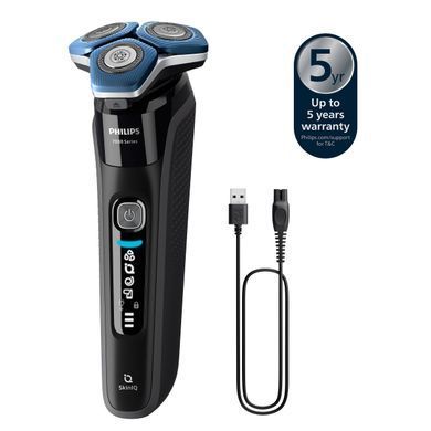 Philips electric shaver rotary, razor head-4, Li-Ion, dry+wet, charge indicator, trimmer, case, black S7886/55 фото