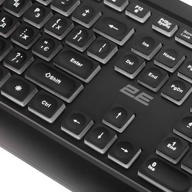 2E Клавіатура мембранна KS120 104key, USB-A, EN/UK, White LED, чорний 2E-KS120UB_UA фото