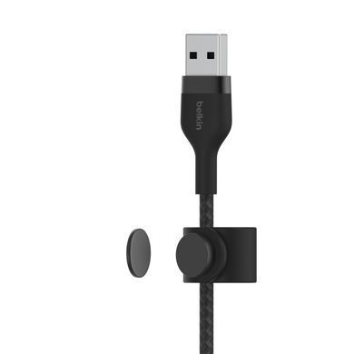 Belkin Кабель USB-A - Lightning витой, силиконовый, с ремешком на магните, 1м, черный CAA010BT1MBK фото