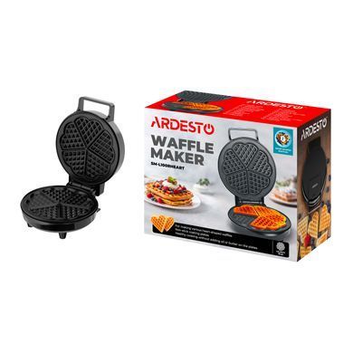 ARDESTO Вафельниця Ardesto 1200Вт, вафлі в формі сердця, корпус-пластик, чорний SM-L100RHEART фото