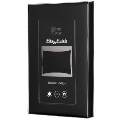 ARDESTO Наволочка Mix&Match Premium, 50х70+5см, 100% бавовна, сатин, чорний