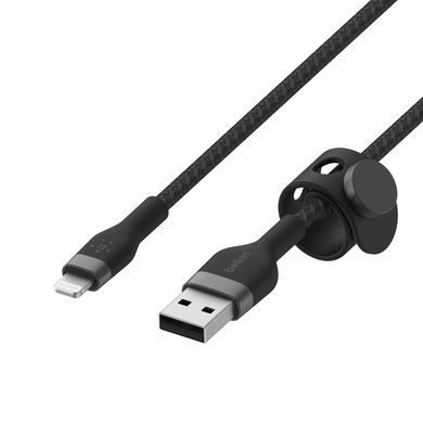 Belkin Кабель USB-A - Lightning витой, силиконовый, с ремешком на магните, 1м, черный CAA010BT1MBK фото