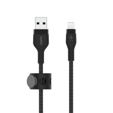 Belkin Кабель USB-A - Lightning витой, силиконовый, с ремешком на магните, 1м, черный CAA010BT1MBK фото