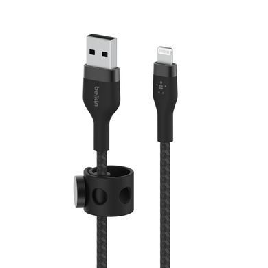 Belkin Кабель USB-A - Lightning витой, силиконовый, с ремешком на магните, 1м, черный CAA010BT1MBK фото