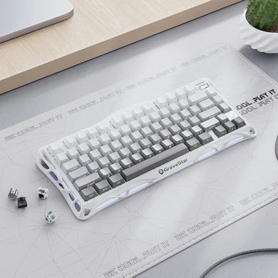 GravaStar Клавіатура механічна Mercury K1 80keys, GravaStar x Kailh Cheery Pink, EN/UKR, BT/WL/USB, білий GSK1_GWHT фото