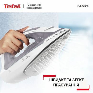 Tefal Праска Tefal Virtuo 30, 2000Вт, 240мл, паровий удар -120гр, постійна пара - 27гр, керам. підошва, сіро-фіолетовий FV2C43E0 фото