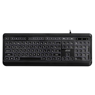 2E Клавіатура мембранна KS120 104key, USB-A, EN/UK, White LED, чорний 2E-KS120UB_UA фото