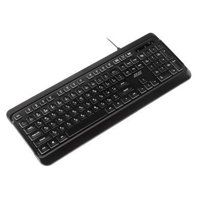2E Клавіатура мембранна KS120 104key, USB-A, EN/UK, White LED, чорний 2E-KS120UB_UA фото