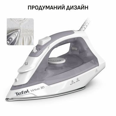 Tefal Праска Tefal Virtuo 30, 2000Вт, 240мл, паровий удар -120гр, постійна пара - 27гр, керам. підошва, сіро-фіолетовий FV2C43E0 фото
