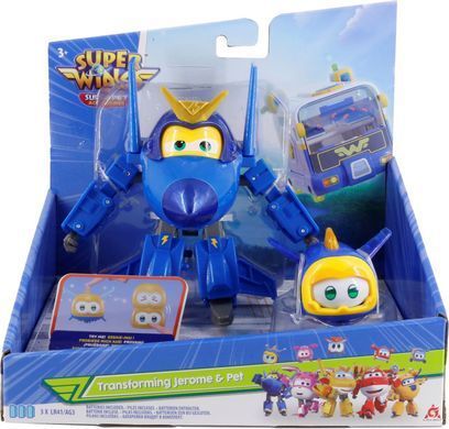 Super Wings Ігровий набір Transforming Джером і улюбленець (Jerome & Pet) EU770443 фото