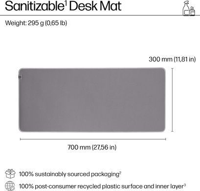 HP Игровая поверхность 205 Sanitizable, XL, (700х300х2мм), серый 8X596AA фото
