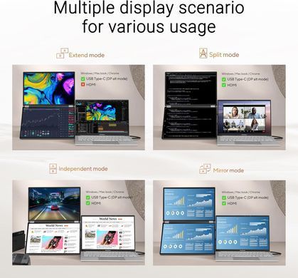 ASUS Монітор портативний Asus 2x14" ZenScreen DUO MQ149CD mHDMI, 2xUSB-C, OLED, 1920x1200, 16:10, DCI-P3 100%, HDR400, Cover 90LM0AKV-B01N70 фото