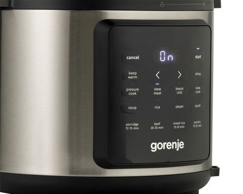 Gorenje pressure cooker, 1000W, bowl-6l, electronic control, aluminum/plastic, black-silver GMC6SBK фото