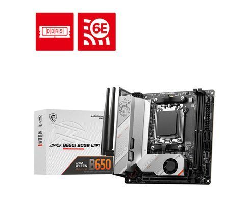 MSI Материнcкая плата MPG B650I EDGE WIFI sAM5 B650 2xDDR5 M.2 HDMI WiFi BT mITX 911-7D73-008 фото