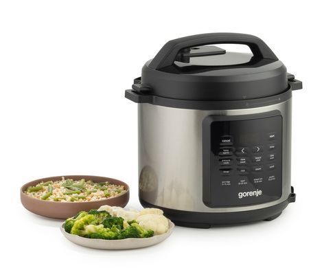 Gorenje pressure cooker, 1000W, bowl-6l, electronic control, aluminum/plastic, black-silver GMC6SBK фото
