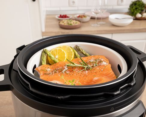 Gorenje pressure cooker, 1000W, bowl-6l, electronic control, aluminum/plastic, black-silver GMC6SBK фото