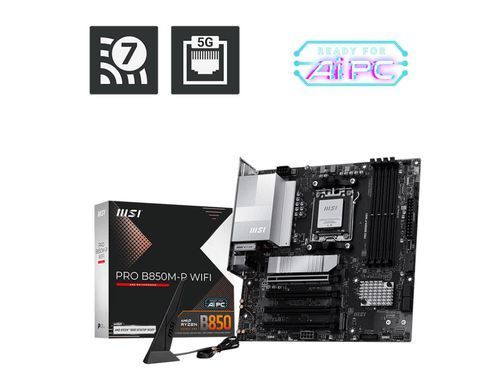 MSI Материнcька плата PRO B850M-P WIFI sAM5 B850 4xDDR5 M.2 HDMI DP WiFi BT mATX 911-7E71-001 фото