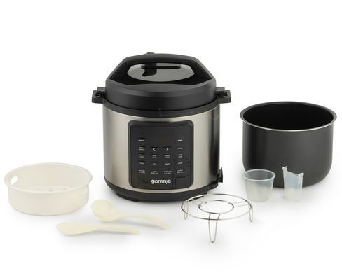 Gorenje pressure cooker, 1000W, bowl-6l, electronic control, aluminum/plastic, black-silver GMC6SBK фото