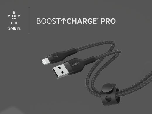 Belkin Кабель USB-A - Lightning витой, силиконовый, с ремешком на магните, 1м, черный CAA010BT1MBK фото