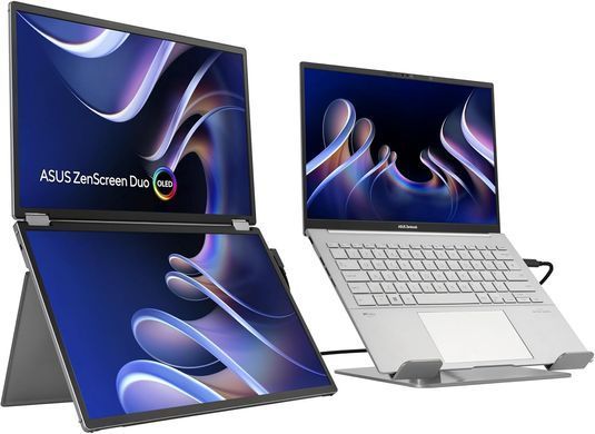 ASUS Монітор портативний Asus 2x14" ZenScreen DUO MQ149CD mHDMI, 2xUSB-C, OLED, 1920x1200, 16:10, DCI-P3 100%, HDR400, Cover 90LM0AKV-B01N70 фото