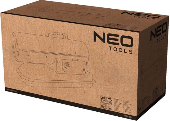 Тепловая пушка дизель/керосин Neo Tools, 20кВт, 550м куб./ч, прямого нагрева, бак 19л, расход 1.9л/ч, IPX4 90-080 фото