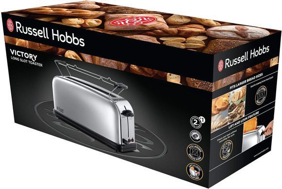 Russell Hobbs Тостер Chester, 1000Вт, металл, длинные слоты, серебристый