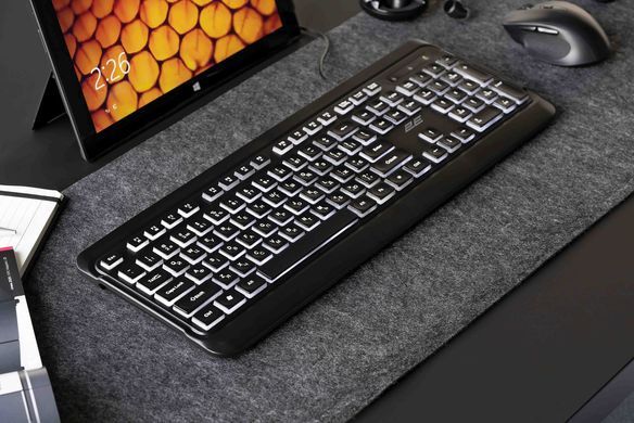 2E Клавіатура мембранна KS120 104key, USB-A, EN/UK, White LED, чорний 2E-KS120UB_UA фото