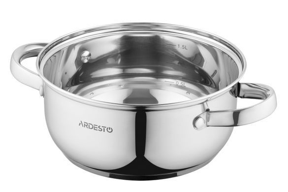Кастрюля Ardesto Gemini Gourmet Aosta, стеклянная крышка, 1.8 л, нержавеющая сталь AR1918BC фото