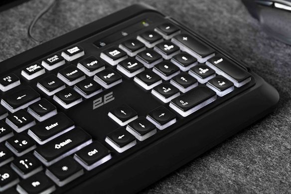 2E Клавіатура мембранна KS120 104key, USB-A, EN/UK, White LED, чорний 2E-KS120UB_UA фото