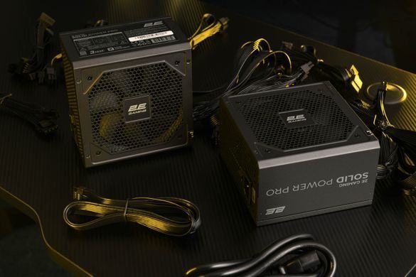 2E Gaming Блок питания Solid Power Pro (850W), >85%, 80+ Bronze, 120mm, 1xMB 24pin(20+4), 2xCPU 8pin(4+4), 3xMolex, 6xSATA, 4xPCIe 8pin(6+2), 1x12VHPWR, Semi Modular 2E-SP850BRSMII-120 фото