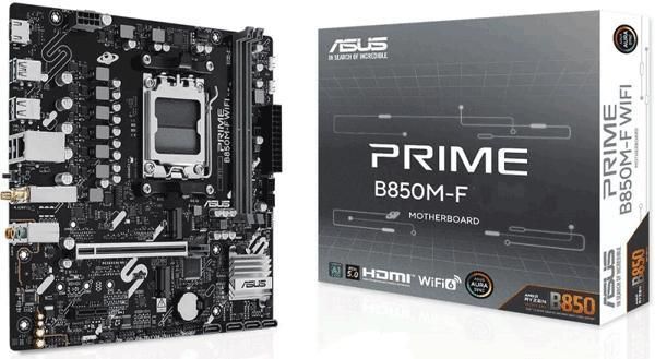 ASUS Материнcкая плата PRIME B850M-F sAM5 B850 2xDDR5 M.2 HDMI Wi-Fi BT mATX 90MB1N90-M0EAY0 фото