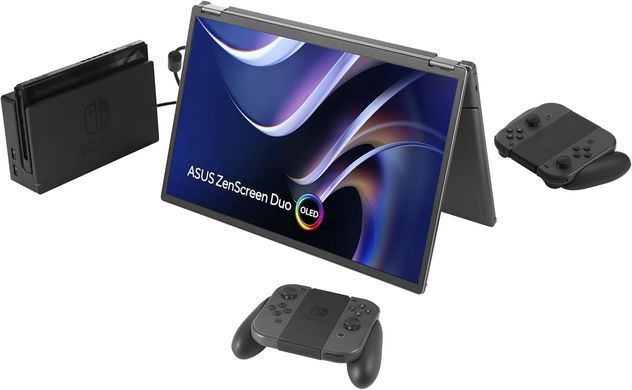 ASUS Монітор портативний Asus 2x14" ZenScreen DUO MQ149CD mHDMI, 2xUSB-C, OLED, 1920x1200, 16:10, DCI-P3 100%, HDR400, Cover 90LM0AKV-B01N70 фото