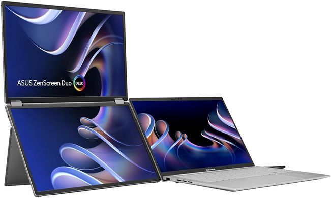 ASUS Монітор портативний Asus 2x14" ZenScreen DUO MQ149CD mHDMI, 2xUSB-C, OLED, 1920x1200, 16:10, DCI-P3 100%, HDR400, Cover 90LM0AKV-B01N70 фото