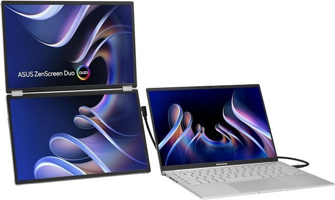 ASUS Монітор портативний Asus 2x14" ZenScreen DUO MQ149CD mHDMI, 2xUSB-C, OLED, 1920x1200, 16:10, DCI-P3 100%, HDR400, Cover 90LM0AKV-B01N70 фото