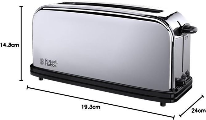 Russell Hobbs Тостер Chester, 1000Вт, металл, длинные слоты, серебристый