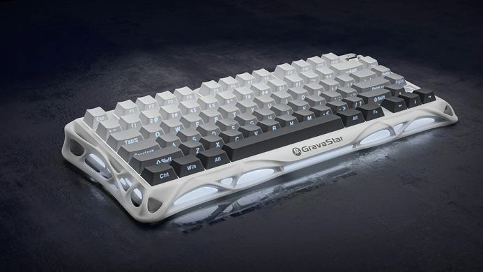 GravaStar Клавіатура механічна Mercury K1 80keys, GravaStar x Kailh Cheery Pink, EN/UKR, BT/WL/USB, білий GSK1_GWHT фото