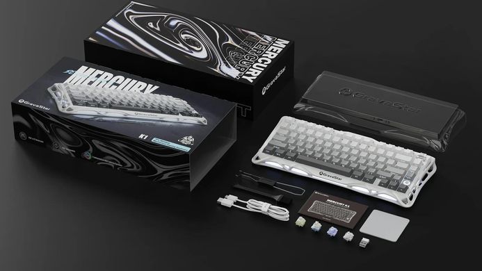 GravaStar Клавіатура механічна Mercury K1 80keys, GravaStar x Kailh Cheery Pink, EN/UKR, BT/WL/USB, білий GSK1_GWHT фото