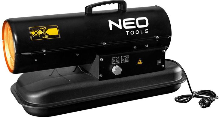Теплова гармата дизель/гас Neo Tools, 20кВт, 550м куб./г, прямого нагріву, бак 19л, витрата 1.9л/г, IPX4 90-080 фото