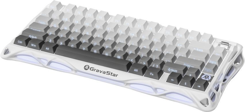 GravaStar Клавіатура механічна Mercury K1 80keys, GravaStar x Kailh Cheery Pink, EN/UKR, BT/WL/USB, білий GSK1_GWHT фото
