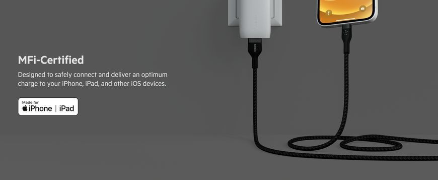 Belkin Кабель USB-A - Lightning витой, силиконовый, с ремешком на магните, 1м, черный CAA010BT1MBK фото
