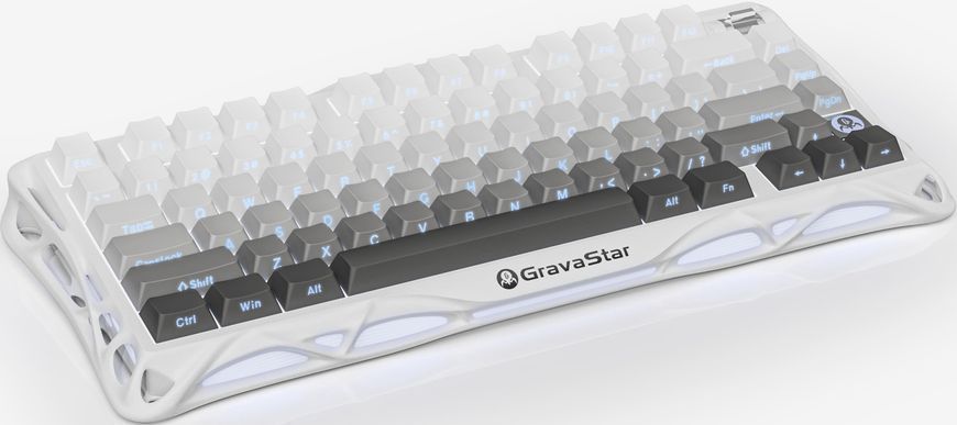 GravaStar Клавіатура механічна Mercury K1 80keys, GravaStar x Kailh Cheery Pink, EN/UKR, BT/WL/USB, білий GSK1_GWHT фото