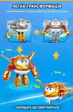 Super Wings Ігровий набір Transforming Золотий Хлопчик і улюбленець (Golden Boy & Pet) EU770441 фото