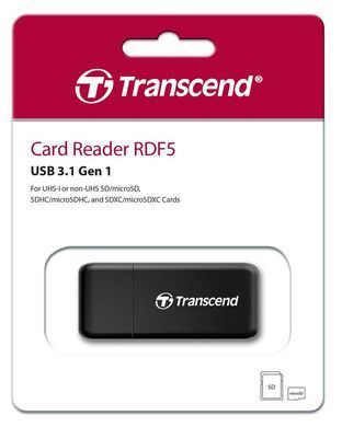 Transcend Кардрідер USB 3.1 Type-A > microSD/SD Чорний TS-RDF5K фото