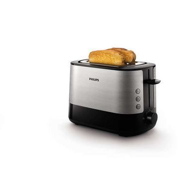 Philips Тостер Viva Collection, 1050Вт, пластик + металл , черный+нерж